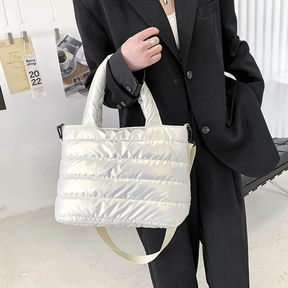 Inflatable handbag for womens bedding lightweight down cotton pad shoulder bag 241008