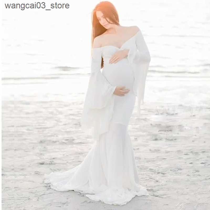 Maternity Dresses Silk Maternity Dress Photography Long Dress Slash Neck Satin Baby Shower Dresses Pregnancy Dress For Photo Shoot L240910