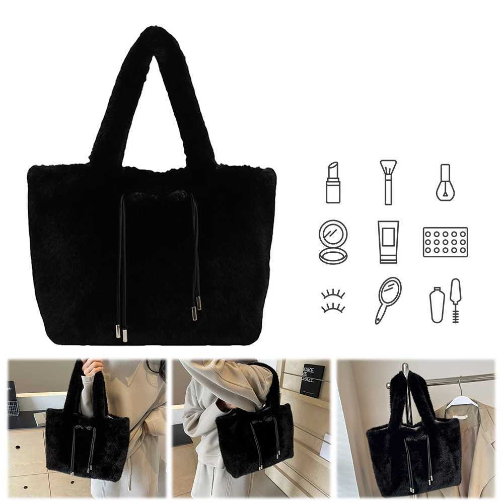 Large Capacity Shoulder Bag Women Plush Tote Autumn Winter Hobo Travel Shopping 241011