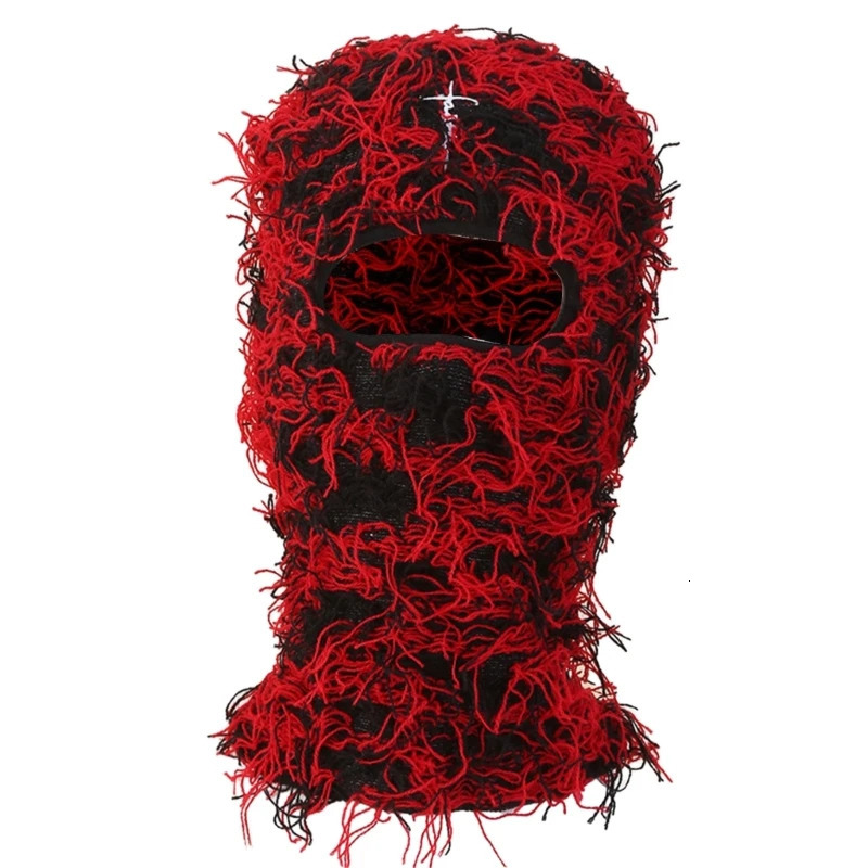 Neutral skull hat with Distressed Fringes po props knitted pullout Balaclava clothing wholesale of hats 241009