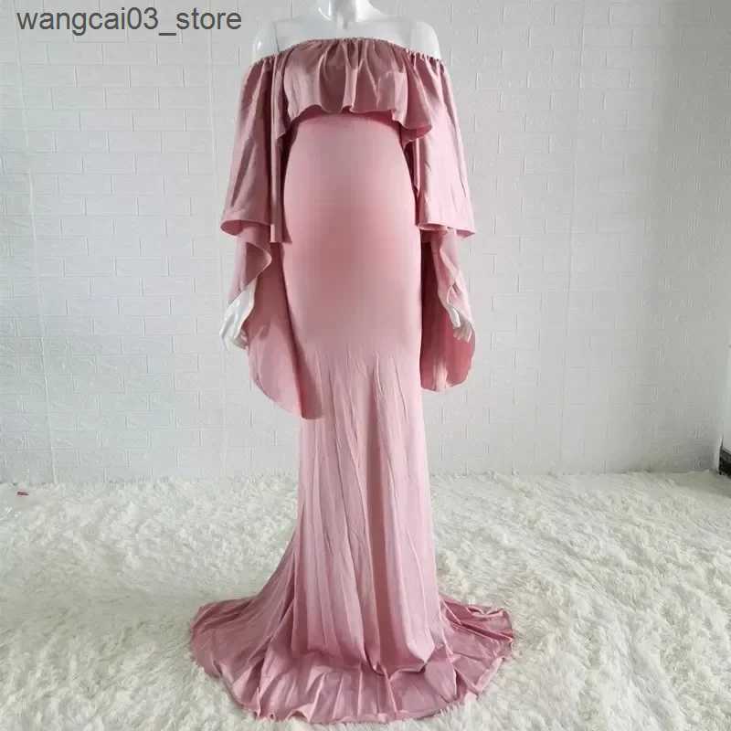 Maternity Dresses 2024 Photography Cape and Dress Sets Pregnancy Maternity Dresses Photoshoot Fitting Stretchy Pregnant Long Maternity Dress L240910