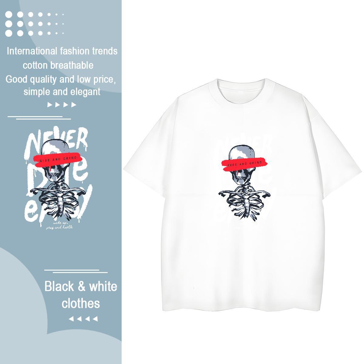 DIY T Shirt For Woman 230g Pure Cotton Comfortable Summer Casual skull Unisex Tshirts High quality Black Oversized Tee Shirt