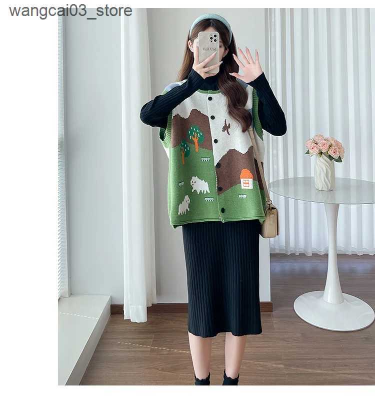 Maternity Dresses Pregnant Women Autumn Knitting Dress Solid Color Long Sleeve French Style Maternity Dress Elegant Pregnancy Basic Dress Slim L240910