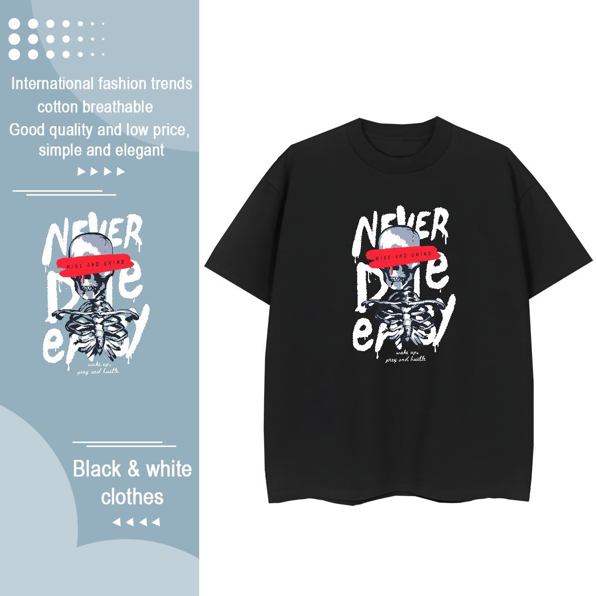 DIY T Shirt For Woman 230g Pure Cotton Comfortable Summer Casual skull Unisex Tshirts High quality Black Oversized Tee Shirt