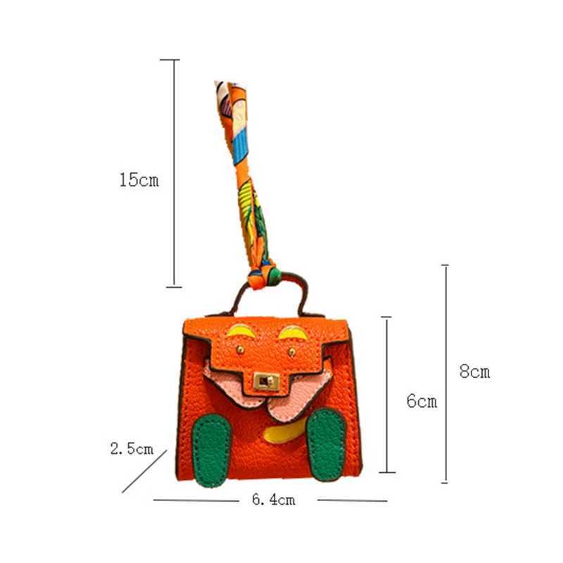 Keychains Lanyards Handmade Mini PU Leather Handbag Decoration Pendant Bag Earphone Box Tren Key Charm Mini Wallet Support Terms J241010