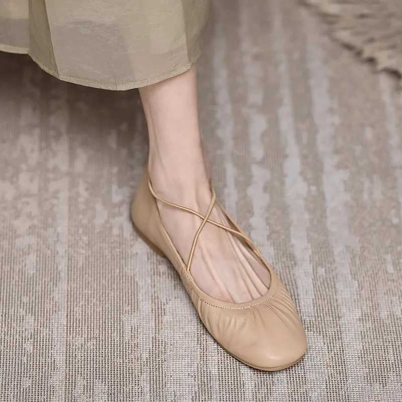 Womens ballet flat elastic strap sliding on flat shoes womens square toe soft soled boat shoes comfortable womens shoes 2024 Y241011