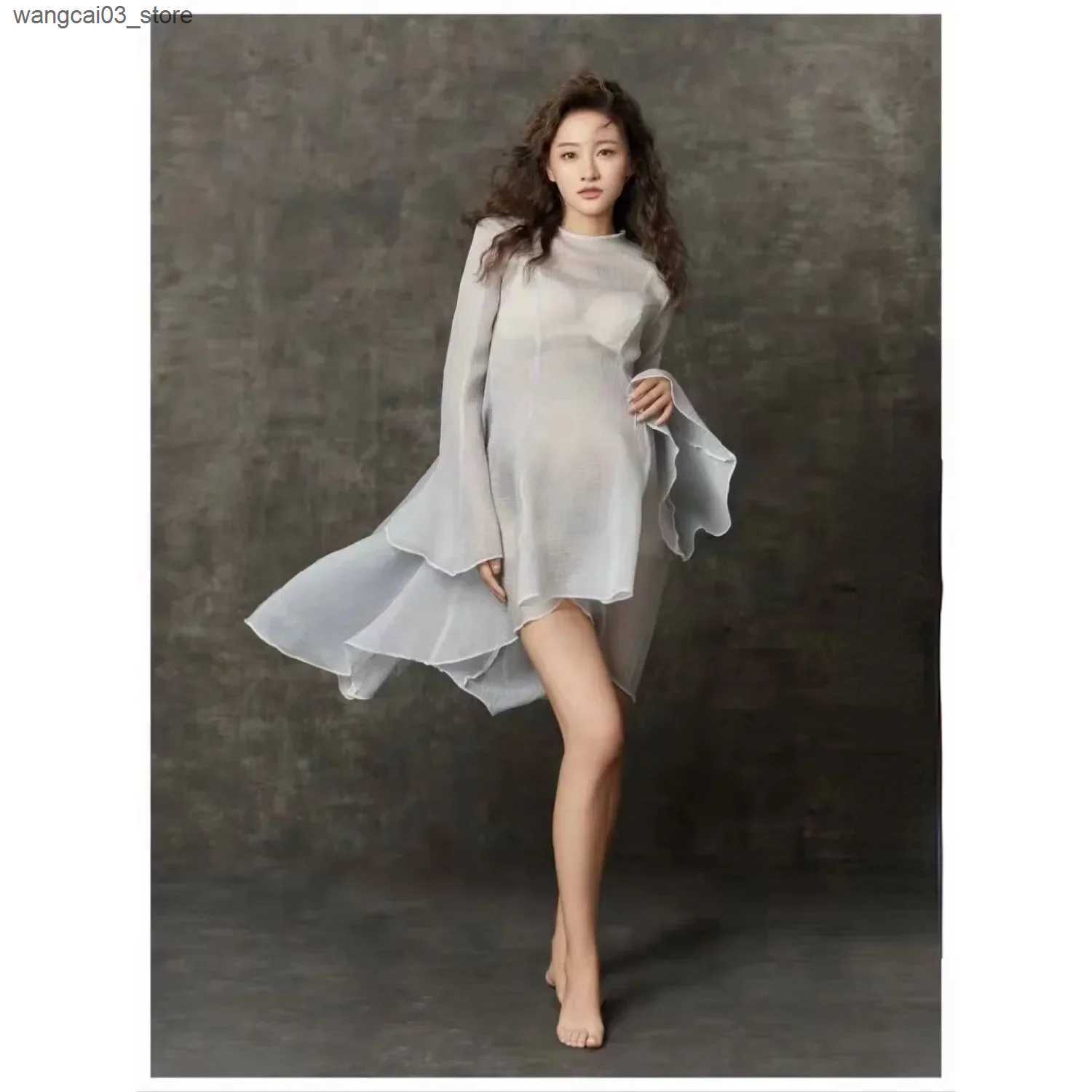 Maternity Dresses Women Photography Props Perspective Maternity Dresses Elegant Pregnancy Dress Studio Shooting Clothes Photo Props L240910