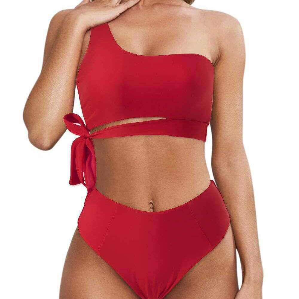 2023 Women's New Single Shoulder Strap Bikini Split Vest Swimsuit