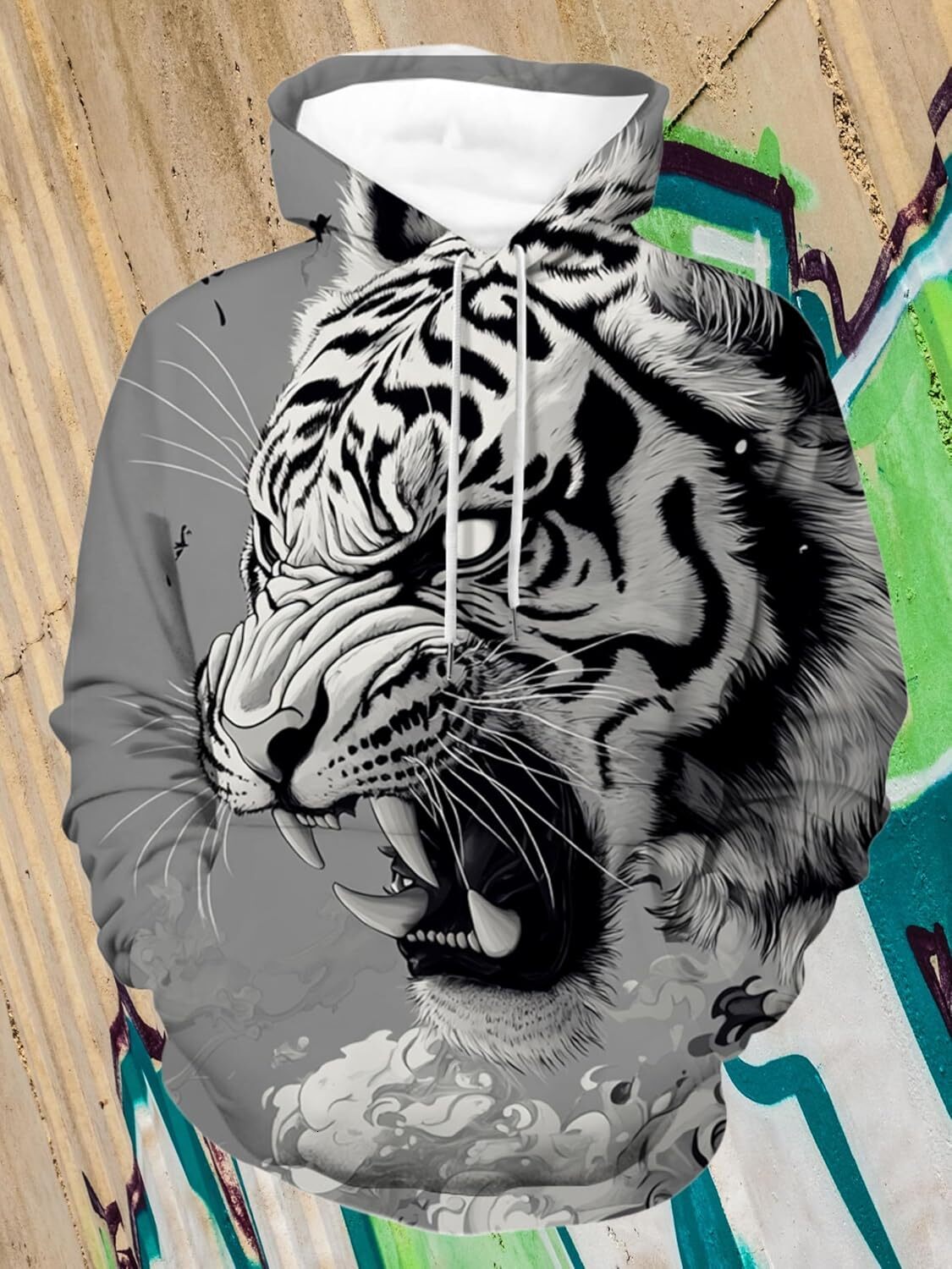 Hoodie for Mens Womens Mens Cool Animal Hoodies Fall 3D Graphic Hooded Sweatshirts Western Retro Long Sleeve Pullover Tops with Front Pocket Graphic