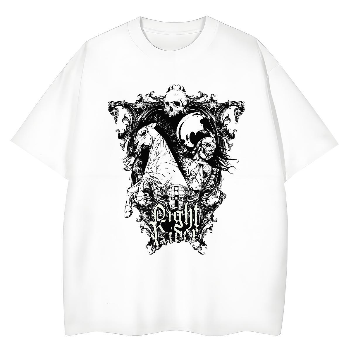 Fashion New Womens T Shirts 230g Cotton Crew Neck Breathable Daily Wear skull Womens Tshirts Unisex Anime Tees Shirts