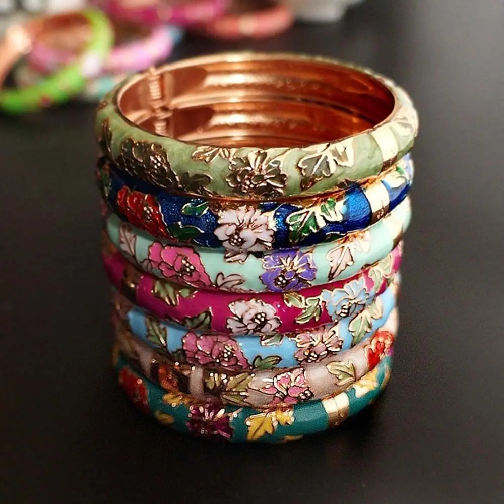 Traditional retro Cloisone girl gift enamel handmade peony bracelet jewelry accessories bracelet 241007