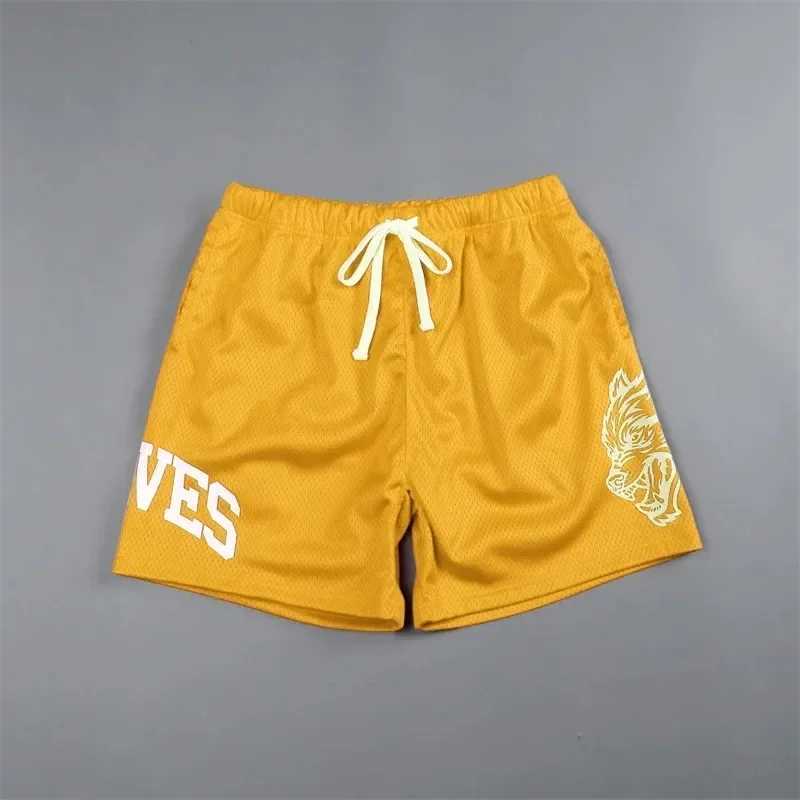 Mens summer sports and fitness training shorts SQ sports trend Lin-S pants mesh breathable shorts running beach pants W241010