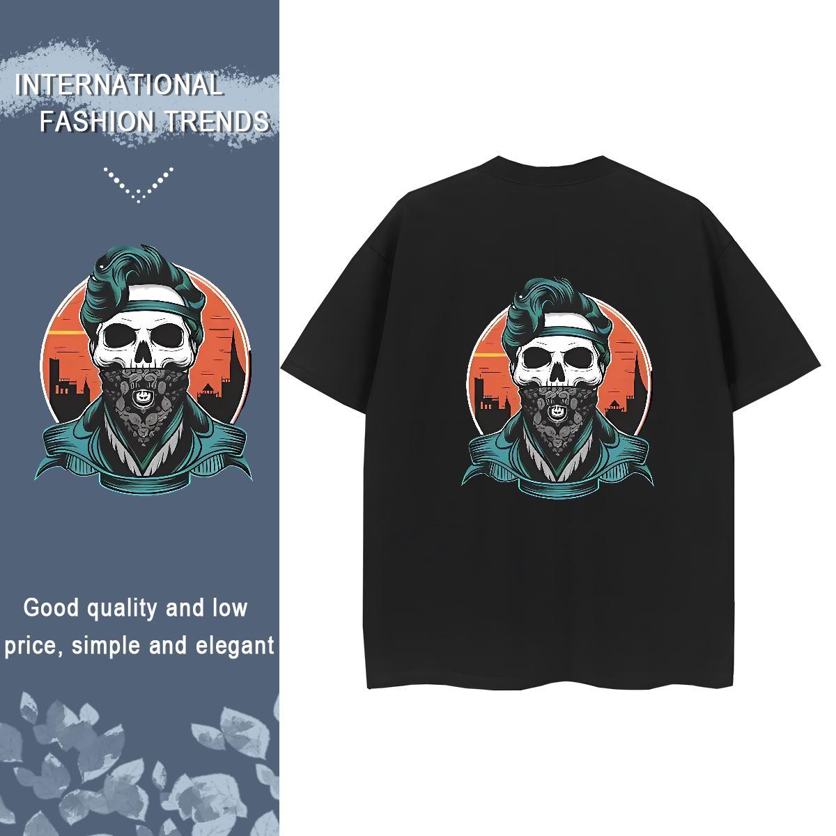 Casual New T Shirt For Woman 230g Pure Cotton Breathable Soft Home Outdoor skull Women Tees Designer Nice Customized Print Clothes
