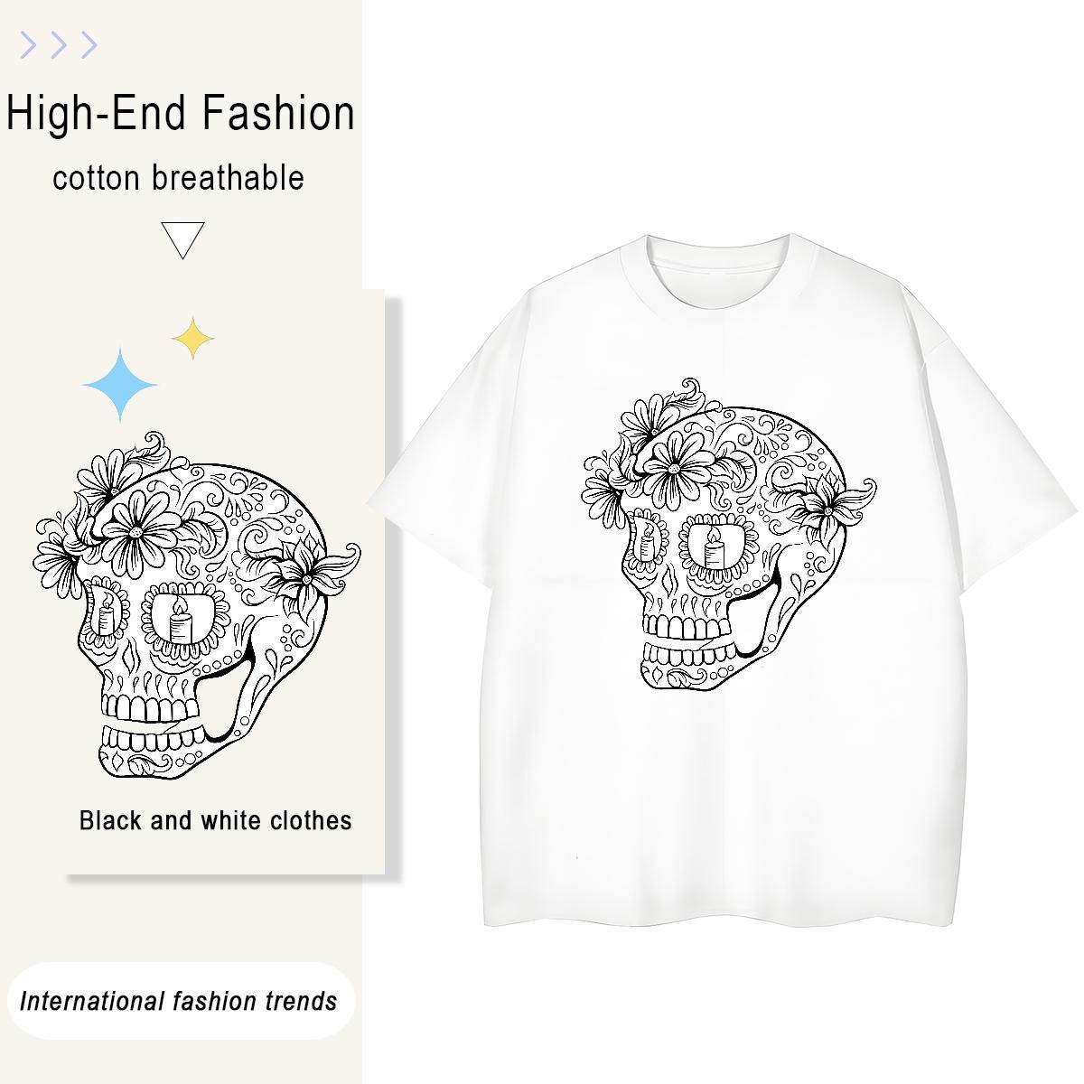 Classic T Shirts Women 230g 100% Cotton Breathable Crew Neck Casual skull Womens Tshirts Designer Customized Tops