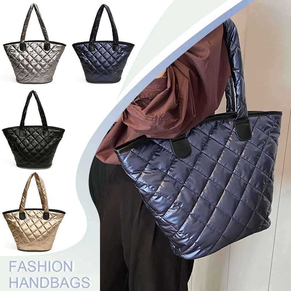 Puffer Tote Bag for Ladies with Inner Pocket Shoulder Solid Handbags Work Shopping Travel 241011