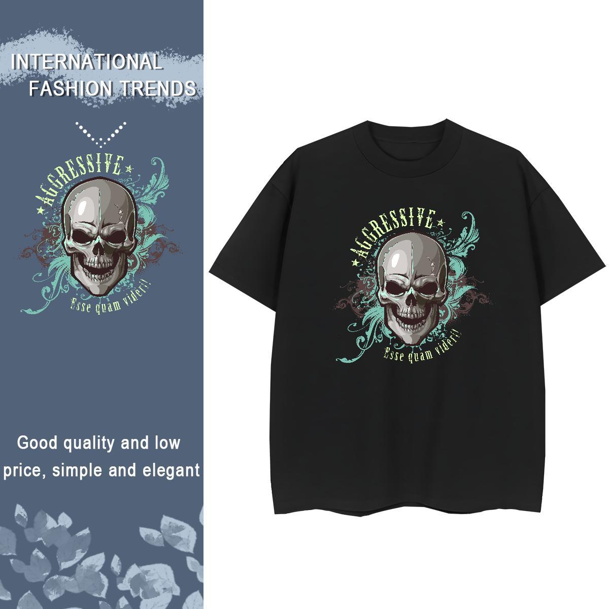 Fashion New Women T Shirts 230g Pure Cotton Breathable Crew Neck Home Outdoor skull Lady T shirt Nice Oversized L-4XL Clothes Shirt