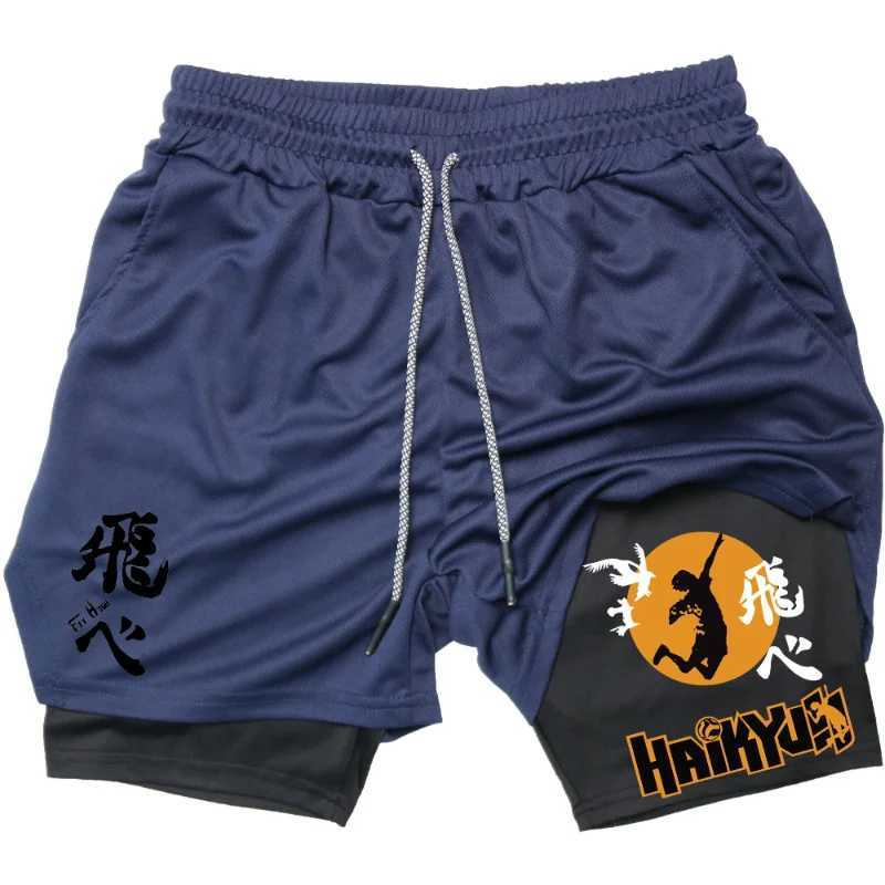 Haikyuu short fast drying fitness performance short mens sports training bodybuilding fitness short W241010