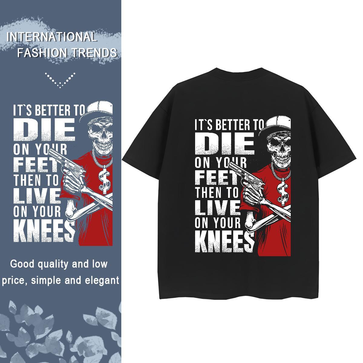 Brand T shirt 230g Pure Cotton Breathable Short Sleeve Summer Casual skull Woman Tshirt Unisex DIY Printed Tees Shirts