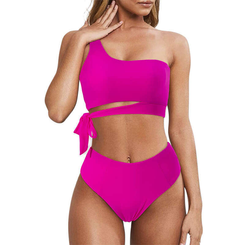 2023 Women's New Single Shoulder Strap Bikini Split Vest Swimsuit