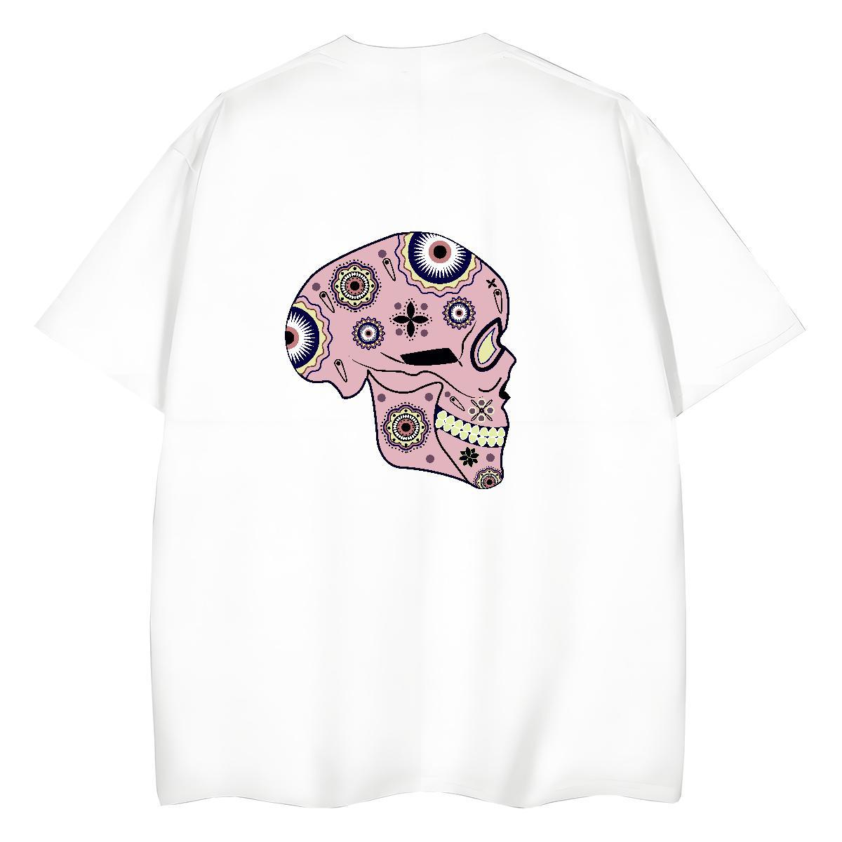 DIY T shirt 100% Cotton 230g Short sleeve Soft Hip Hop Street skull Women Tshirts Popular Custom Print Oversized Tops Shirt