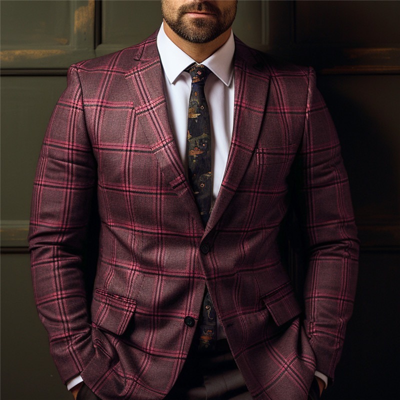 2024 Foreign Trade Men's Casual Suit Four Seasons Spring and Autumn Fashion Printed Double Row Jacket Customization