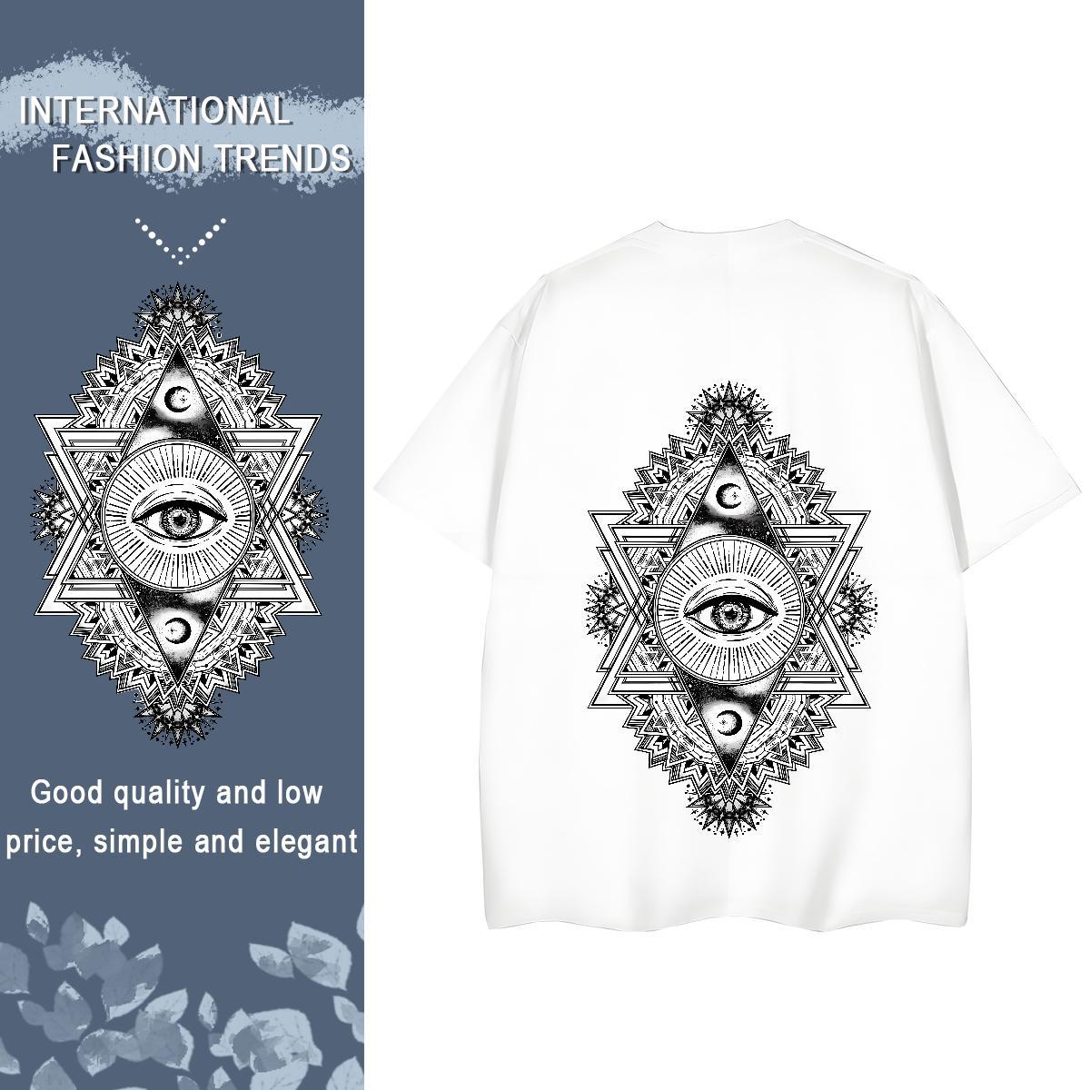 Classic T shirt 230g Cotton Crew Neck Sports Casual eye of the devil Couples T Shirts Female Custom Cartoon Tees