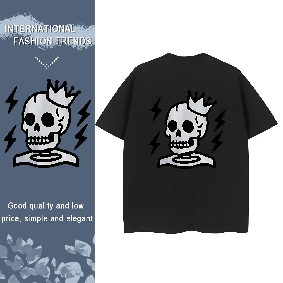 Fashion T-Shirts for Women 230g Pure Cotton Short Sleeve O-Neck Daily Wear crown Women Tshirts Lady Cartoon Anime Tee Shirt