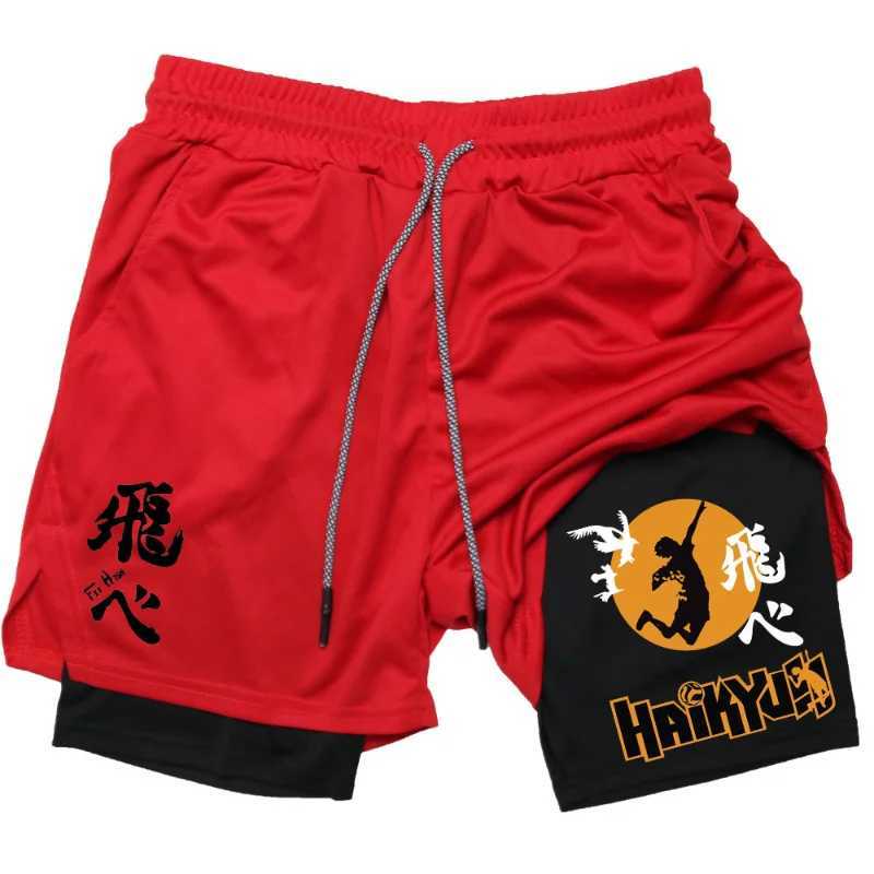 Haikyuu short fast drying fitness performance short mens sports training bodybuilding fitness short W241010