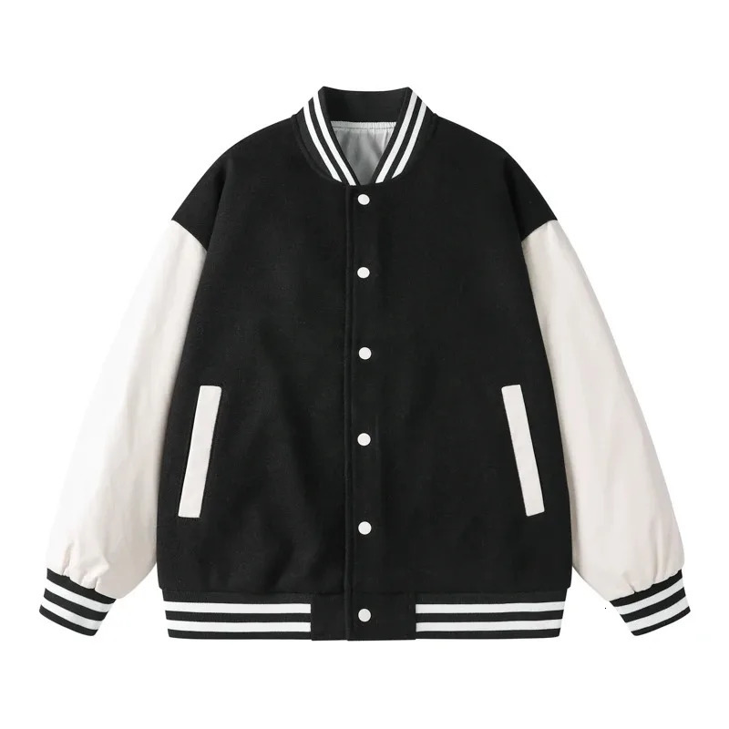 Baseball Jacket Fashion High Quality Patchwork Button Leather Sleeves Sports Womens Team Customization 241011