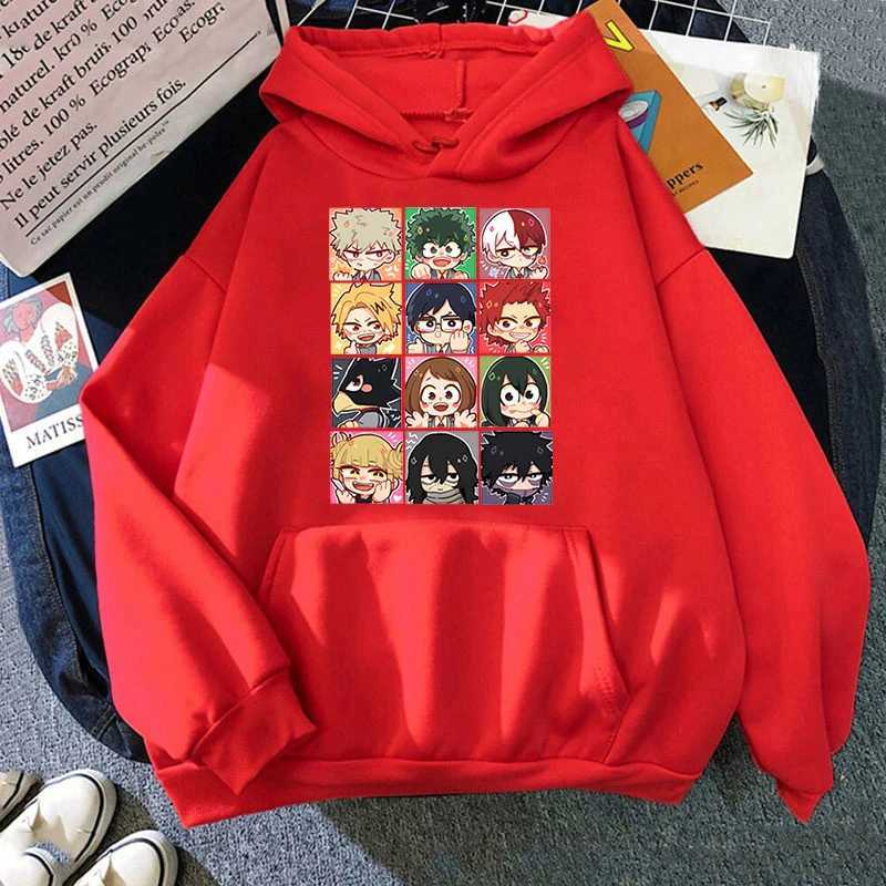 Cartoon Deku Todoroki Shoto Bakugou Katsuki Hoodies My Hero Academia Autumn Winter Long Sleeves Fleece Sweatshirt Street Hoody LX241011