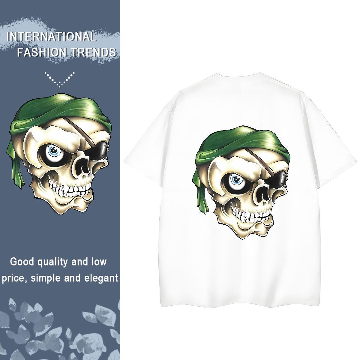 2024 Designer T Shirt For Woman 100% Cotton 230g Round Neck Short Sleeve Beach skull Lady T shirt Loose fit Cartoon Floral Printing Tops Shirt