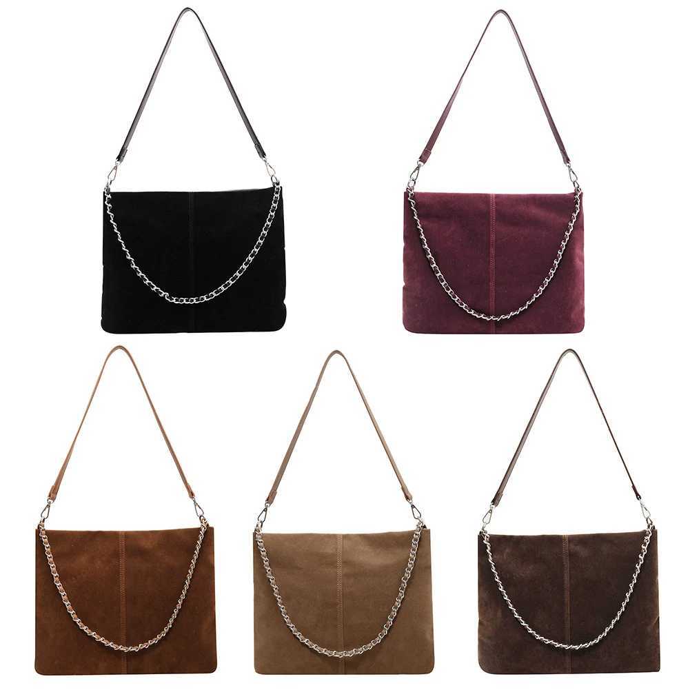 Ladies Suede Shoulder Bag with Inner Pocket Crossbody Purse Zipper Closure Handbag Clutch for Work Travel 241011