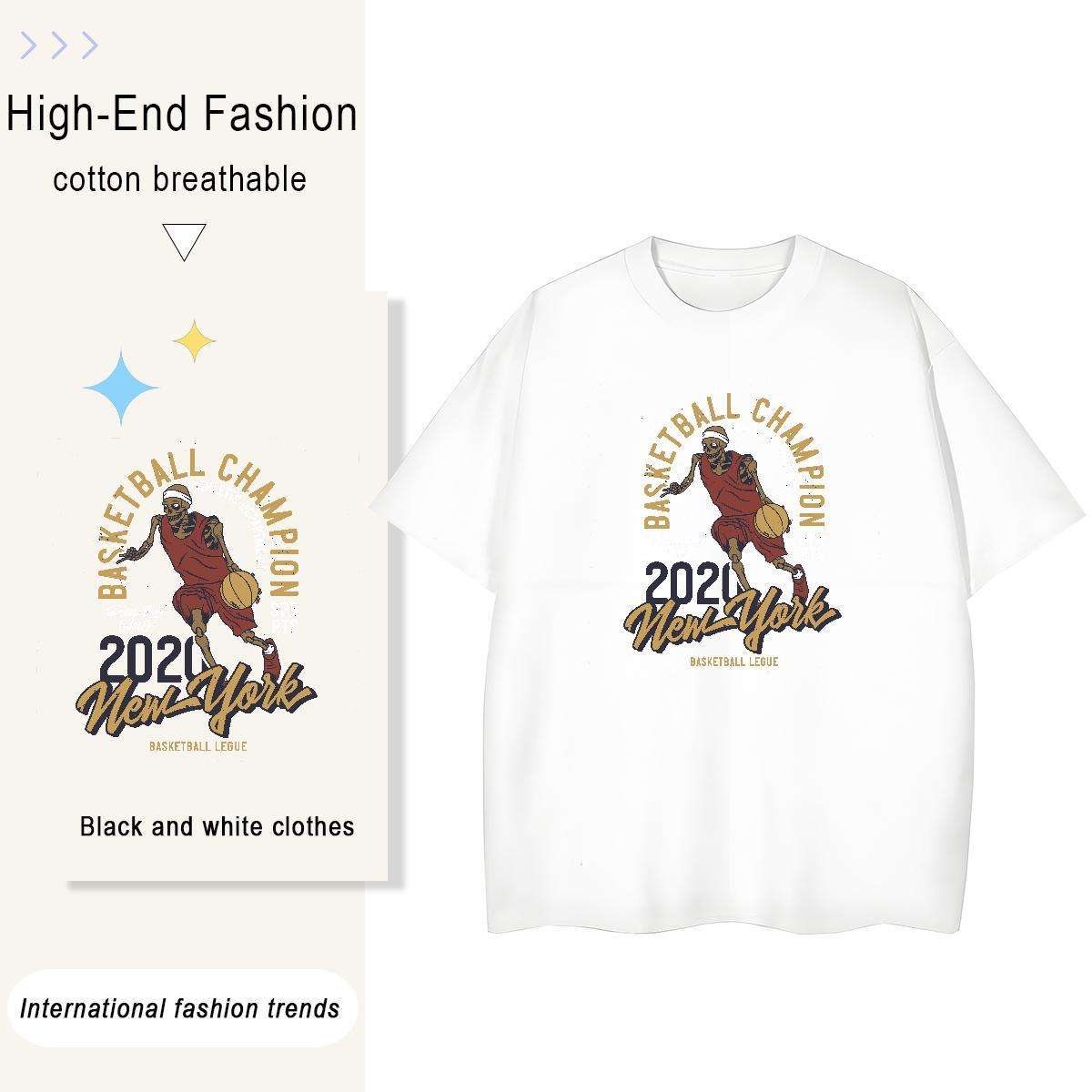 2024 T-Shirts for Women 100% Cotton 230g Breathable Short Sleeve Summer Casual skull Women Tees 5A Custom Printed Tees Shirts