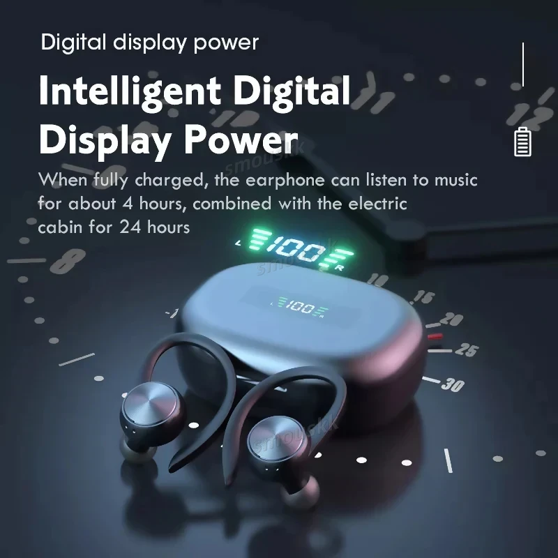 New TWS R200 Bluetooth Headphones Stereo Earphones Sports Wireless Earbuds Ear Hook Waterproof Headset with Microphone