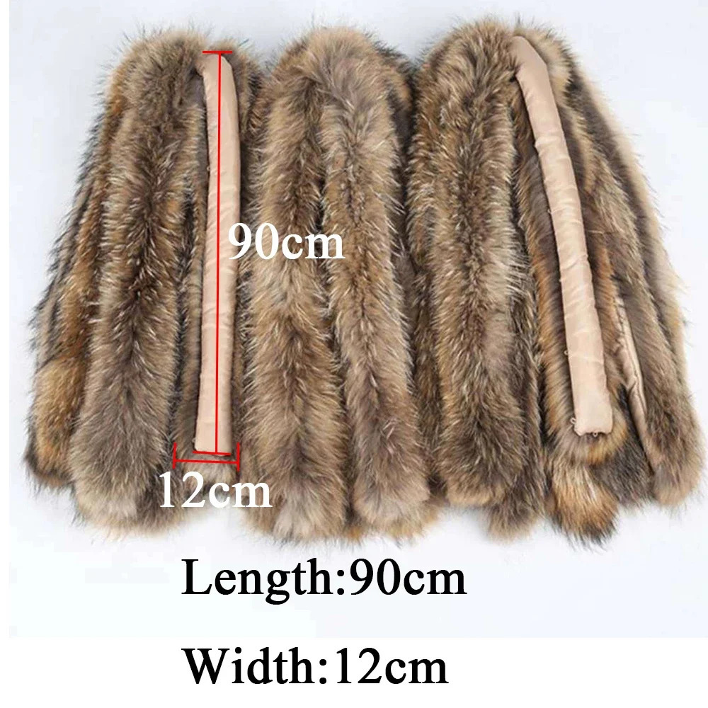 100% genuine fur necklace for women warm natural raccoon fur scarf childrens winter down jacket hooded fur decorative jacket accessories 241011