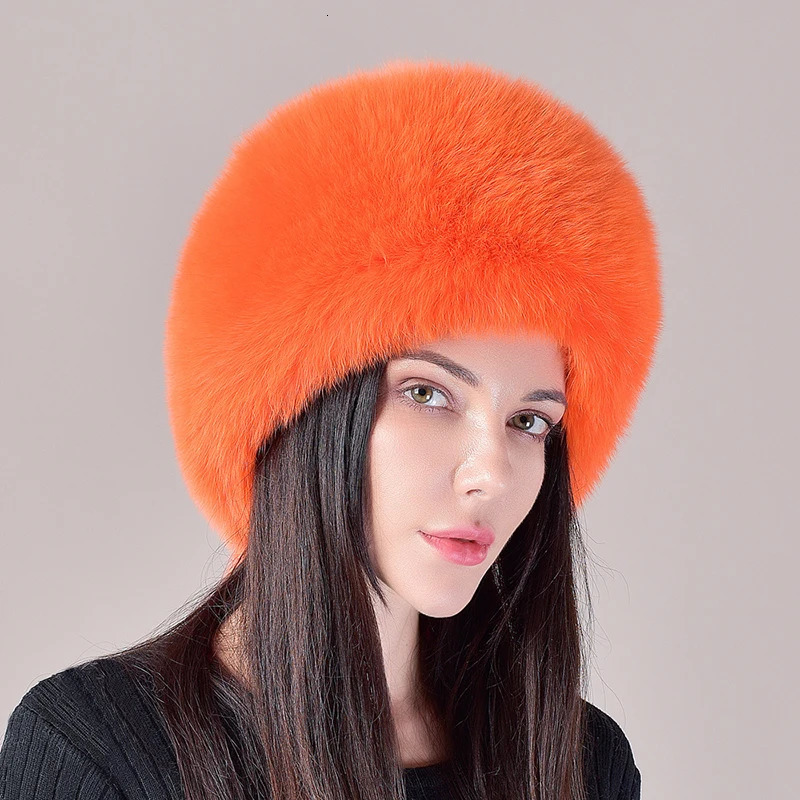 Selling Winter Womens Fox Fur Hat Fluffy Soviet Outdoor Warm Snow Leather 5Tailed True Cold Bomber 241009