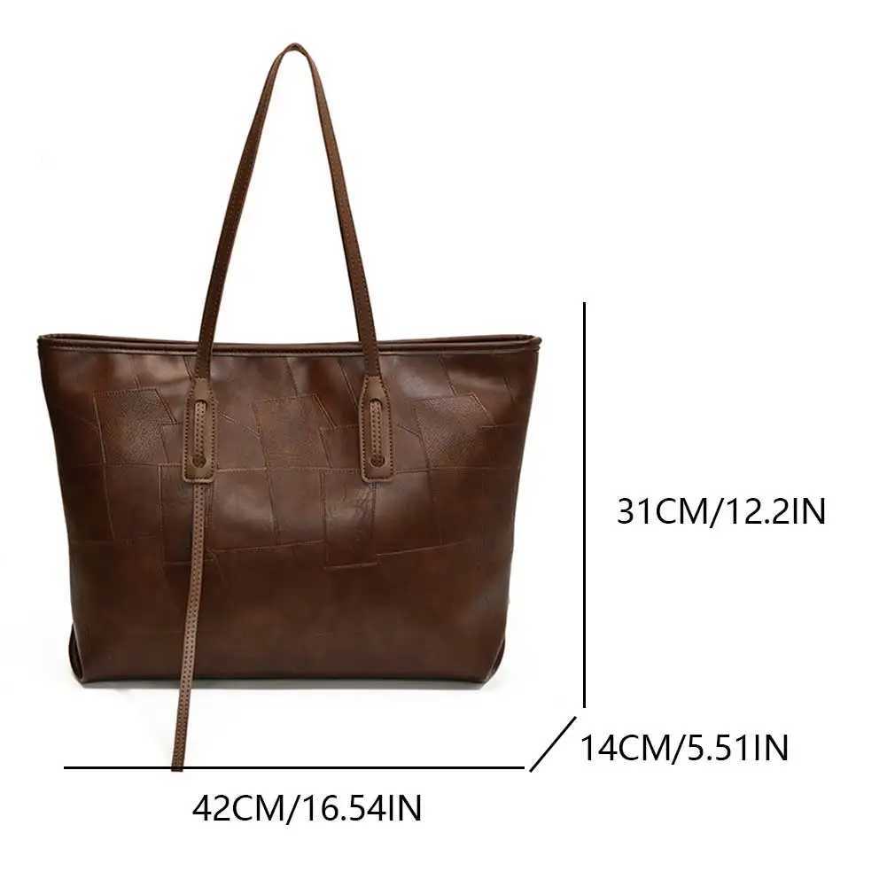 Women Vintage Shoulder Bag Pu Leather Casual Tote Large Capacity Slouchy Purse Ladies Commute 241011