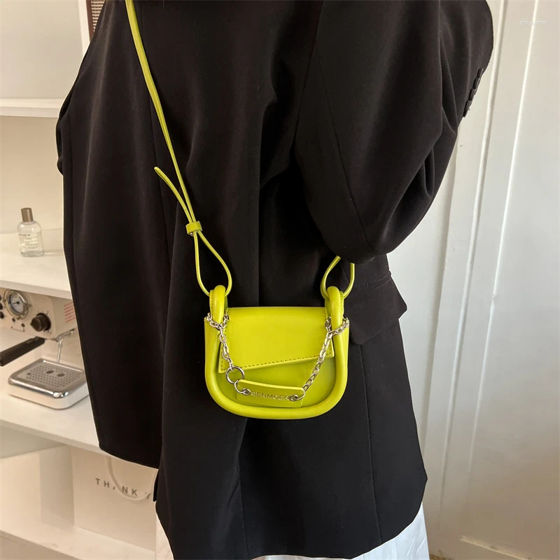 Shoulder Bags Designer Chain Tag Bag Women'S Simple Green Pu Handbag Woman Fashion Casual Leather Mini Female Crossbody e8ee