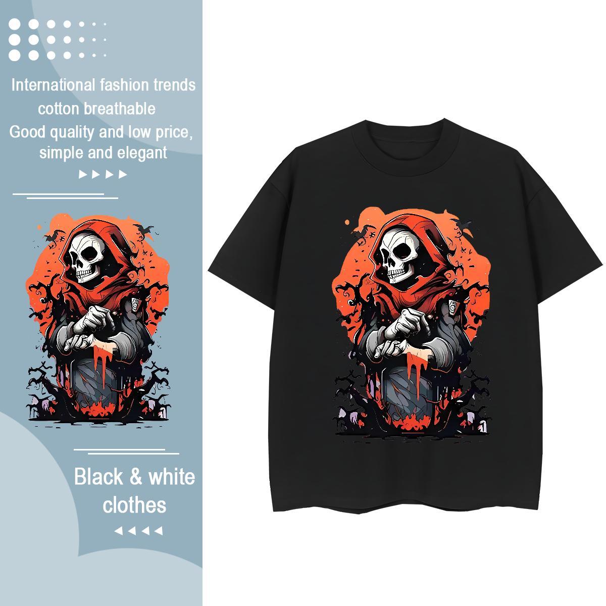 Designer T shirt 230g Pure Cotton Breathable Short Sleeve Street skull Tshirt for Man Woman Wholesale Custom Cartoon Tshirts
