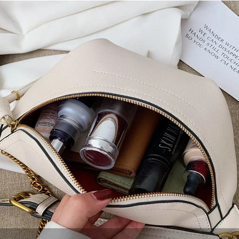 100% genuine leather womens waist bag shoulder bag chain strap cross body womens bag Bolsa womens bag 241008