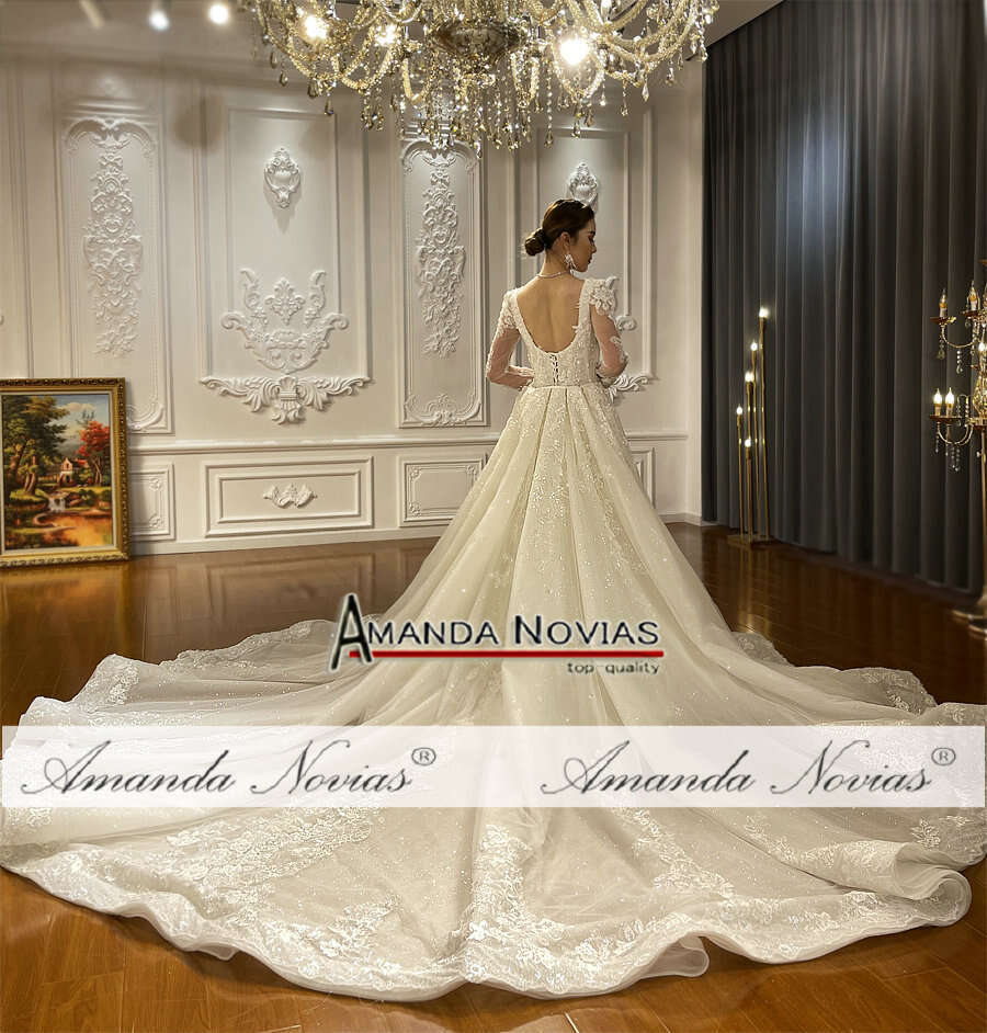 Champagne color 2 in 1 wedding dress mermaid