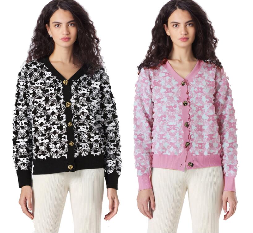 designer Women Warm Knitted Sweater Jacket Pocket Embroidery Fashion Knit Cardigan Coat Lady Loose Sweaters