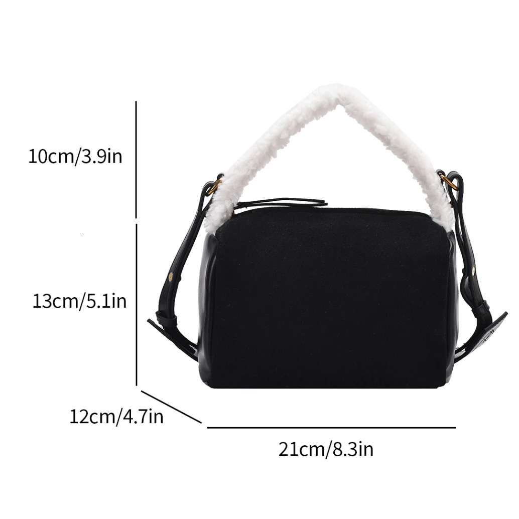 Winter Warm Wool Womens Handle Clutch Bag Retro Suede Leather Horizontal Bag Mini Handbag and Wallet Bolsa Feminina 240925