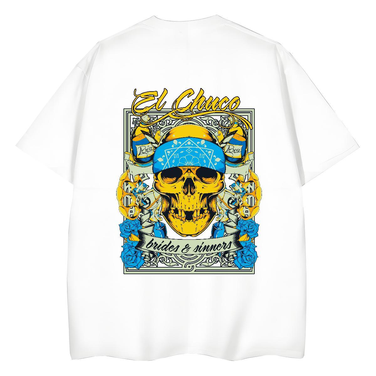 TOP Quality Woman T Shirts 230g 100% Cotton Crew Neck Breathable Street skull Lady T shirt Popular Black Oversized Tees Shirts