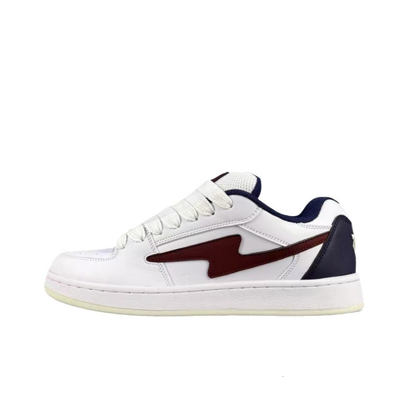 New white and blue mandarin duck lightning letter bottom bread shoes for women, Instagram design sense board shoes for women, high street white shoes