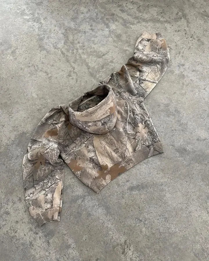 Vintage Camouflage Zipper Hoodie Y2K Clothing Mens Hip Hop Tactics Super Large Hoodie Sportswear Punk Rock Casual Jacket 241011