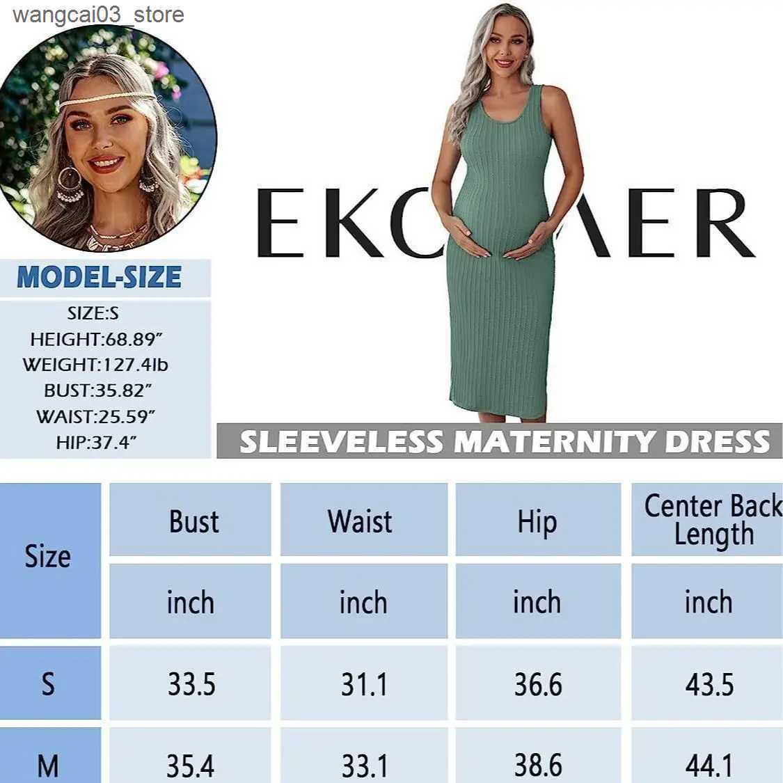 Maternity Dresses Womens Maternity Dress Rib Knit Sleeveless Tank Side Slit Bodycon Dresses Pregnancy Clothes S-XXL L240910 L240910