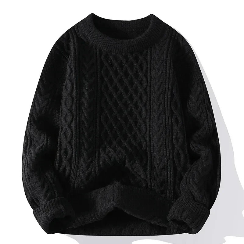 Autumn Winter Men Sweater Vintage O Neck Solid Color Mens Knitted Pullovers Loose Harajuku Mens Retro Knitting Pullover Sweaters 241007