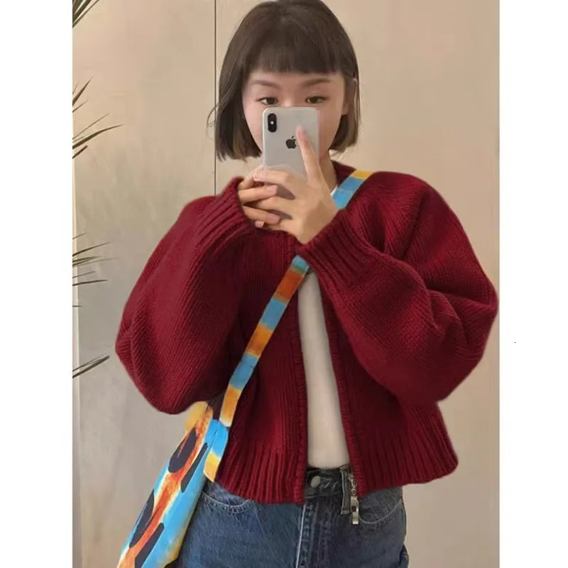 Womens Cardigan Loose Zipper Oneck Long Sleeve Fashion Sweaters 2024 Autumn Winter Office Female Allmatch Jacket 241007