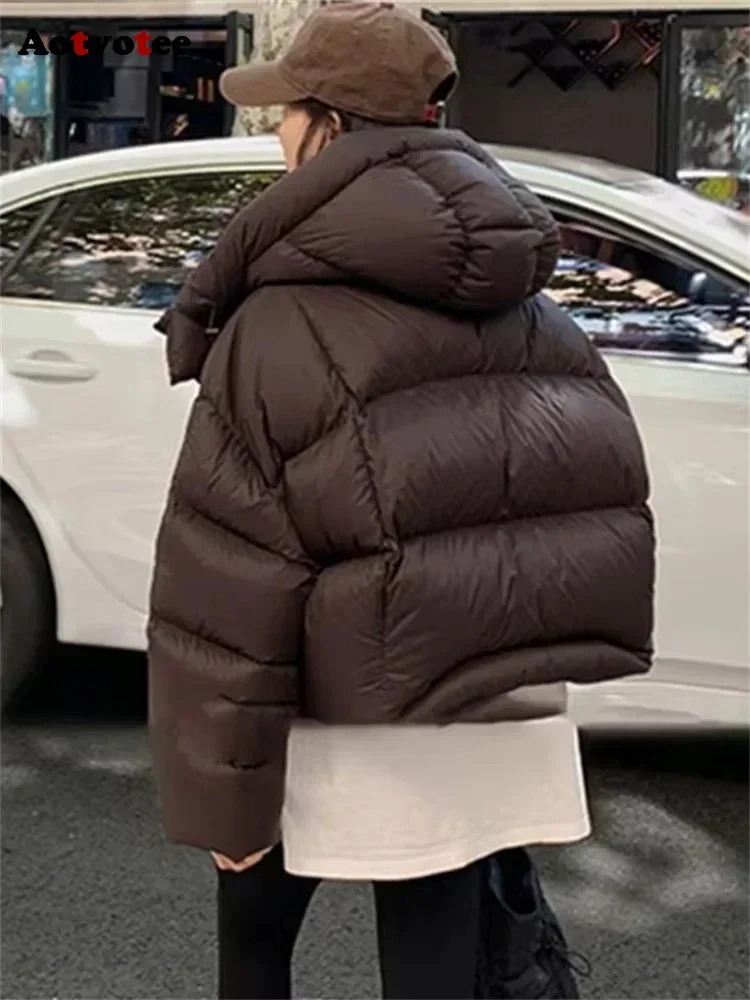 Aotvotee Winter Coat Womens Parkas Hoodie Crop Thickened Warm Casual Loose Jacket Korean AutumnWinter Fashion Cotton 241010
